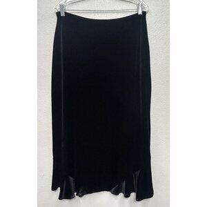 Vintage Black Velvet Midi Skirt Large 90s Y2K Goth Grunge Whimsigoth Witchy